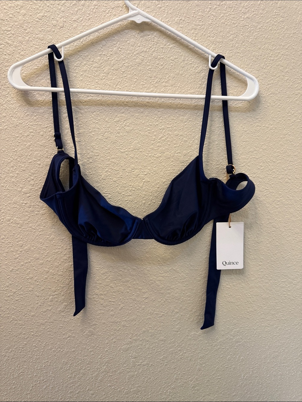 Quince Navy Underwire Bikini Top with Adjustable Straps